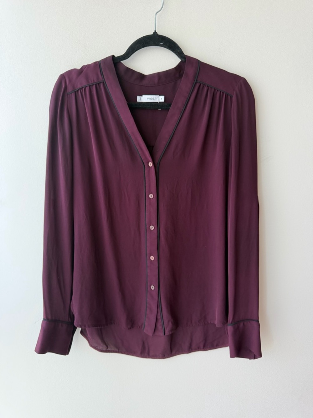 Vince Silk Button down with Contrast Piping